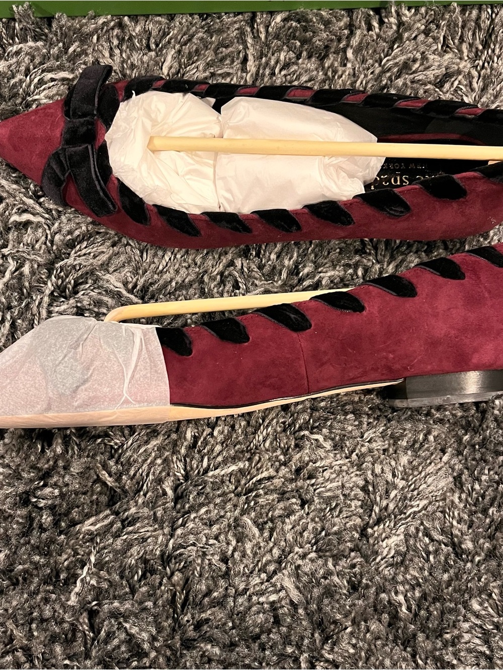 🌺NWT KATE SPADE KALANI BURGUNDY SUEDE FLATS SIZE 7.5🌺 - Picture 4 of 5